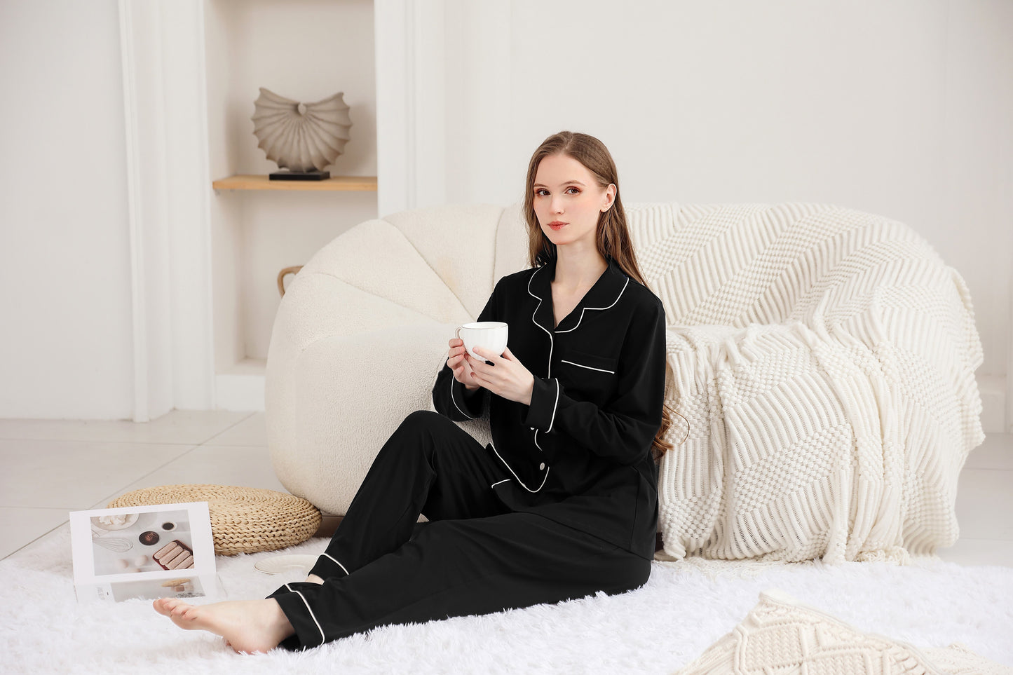 Conjuntos de pijama de algodón para mujer BLACK RONGTAI 