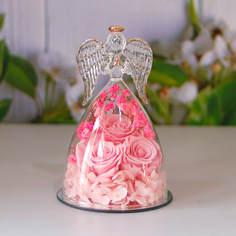 Flower Angel Glass/ Dried Rose Gift Box Home Decor