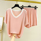 Fashion Color Contrast Pajamas for Women 2pcs set