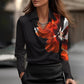 Camisas y blusas drapeadas con cuello swing Elegante color sólido