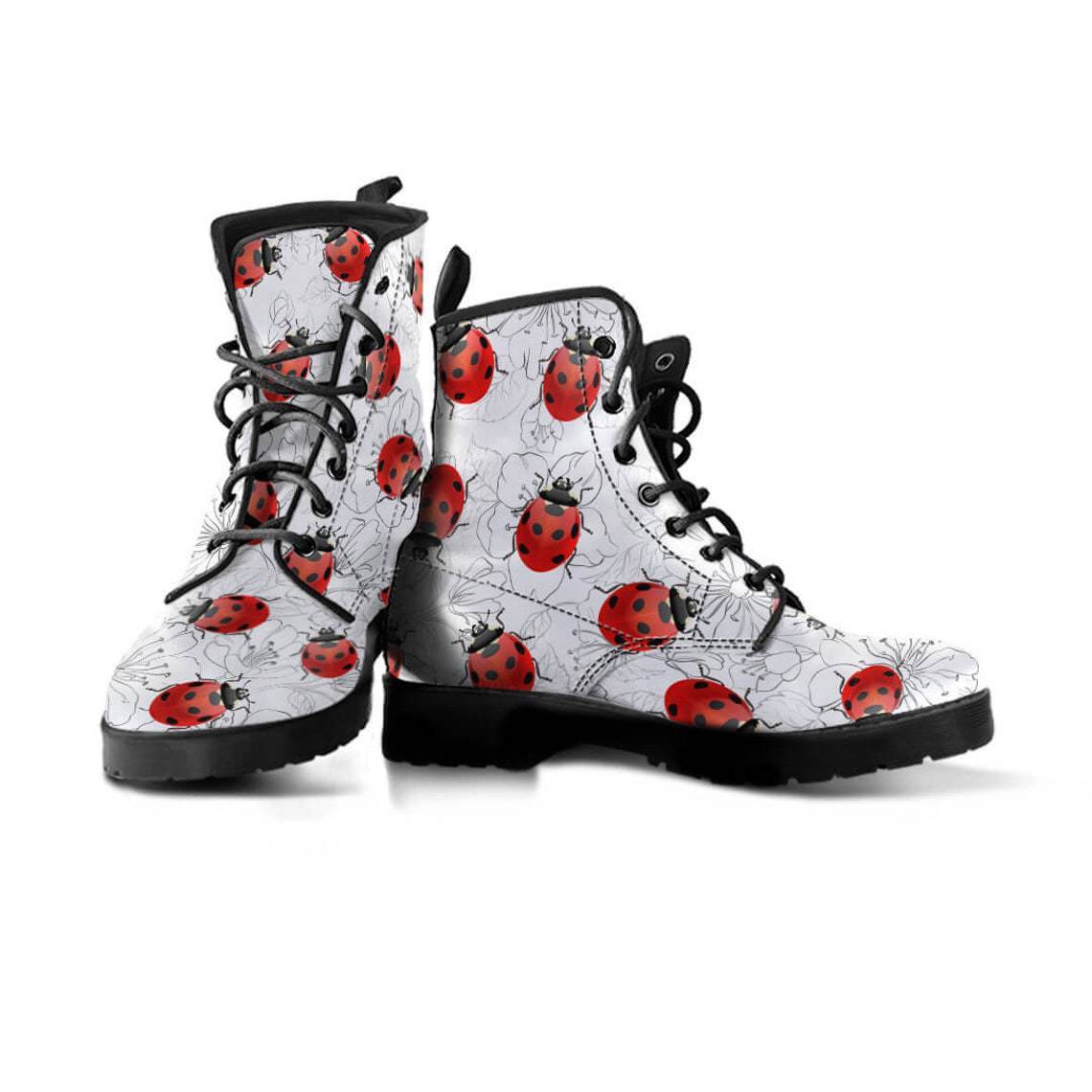 Women's High Top/ Combat Boots Style/Ladybug Cute Cartoon/ British Work Clothes Boots