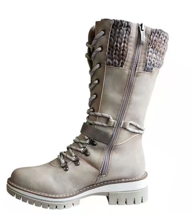 Nuevas botas de nieve americanas y botas de montar de estilo europeo para mujer de otoño e invierno